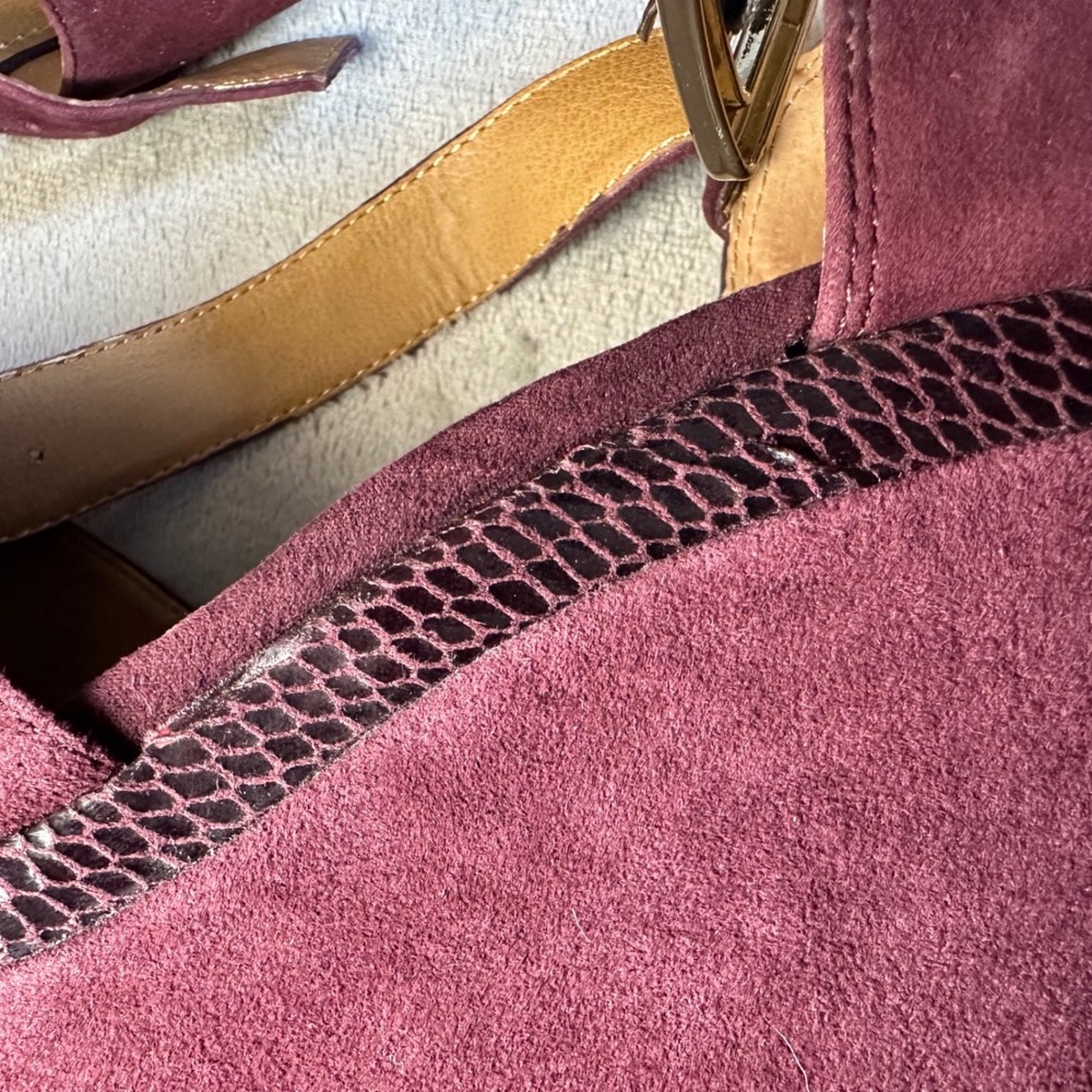 Y2K Steve Madden Lorii Burgundy Suede Platform Wedge Heels 8 Brat Indie Sleaze - Picture 10 of 12